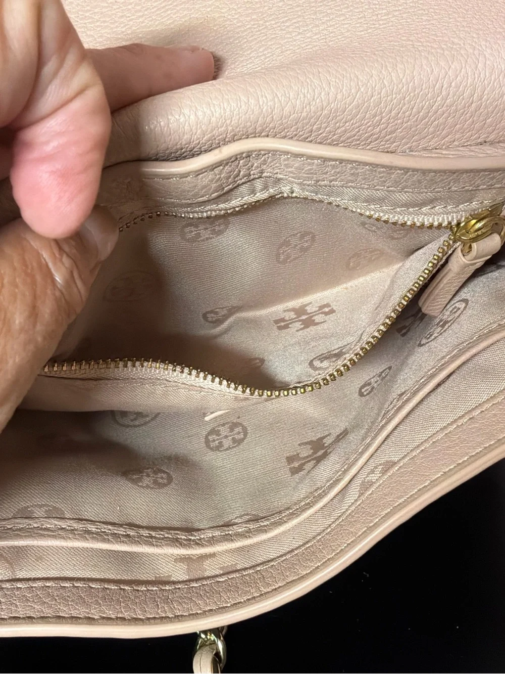 Tory Burch Blush Leather Whipstitch Crossbody Bag